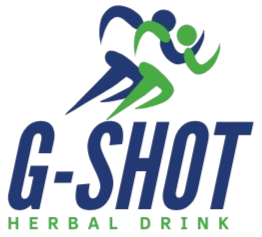 G-Shot Herbal Drink logo with two stylized figures and text on a white background
